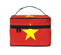 WXZYFP Trousse de maquillage de voyage drapeau vietnamien, indispensable pour les amateurs de voyage en plein air, a une structure interne simple.