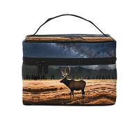 WXZYFP Trousse de maquillage de voyage Elk in the Meadow - Indispensable pour les amateurs de voyage en plein air - Structure interne simple.