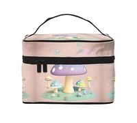 WXZYFP Trousse de maquillage de voyage en forme de champignon de dessin animé, essentielle pour les amateurs de voyage en plein air, a une structure interne simple, noir, taille unique