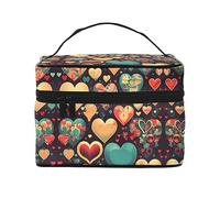 WXZYFP Trousse de maquillage de voyage en forme de cœurs colorés, essentielle pour les amateurs de voyage en plein air, a une structure interne simple.