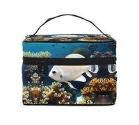 WXZYFP Trousse de maquillage de voyage en forme de poisson blanc-doré, indispensable pour les amateurs de voyage en plein air, a une structure interne simple.