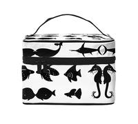 WXZYFP Trousse de maquillage de voyage en forme de poisson noir et blanc, indispensable pour les amateurs de voyage en plein air, a une structure interne simple, noir, taille unique