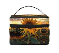 WXZYFP Trousse de maquillage de voyage Farm Sunflower, indispensable pour les amateurs de voyage en plein air, a une structure interne simple.