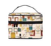 WXZYFP Trousse de maquillage de voyage moderne du milieu du siècle, essentielle pour les amateurs de voyage en plein air, a une structure interne simple.