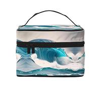 WXZYFP Trousse de maquillage de voyage motif vague de mer bleue, essentielle pour les amateurs de voyage en plein air, a une structure interne simple, noir, taille unique