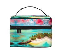 WXZYFP Trousse de maquillage de voyage paysage caribéen, indispensable pour les amateurs de voyage en plein air, a une structure interne simple.