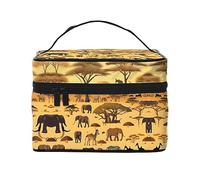 WXZYFP Trousse de maquillage de voyage pour animaux de prairie africaine, indispensable pour les amateurs de voyage en plein air, a une structure interne simple, noir, taille unique