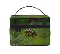 WXZYFP Trousse de maquillage de voyage pour insectes sur feuilles, indispensable pour les amateurs de voyage en plein air, a une structure interne simple.