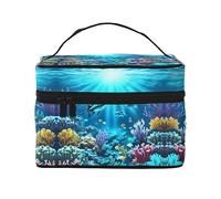 WXZYFP Trousse de maquillage de voyage Submarine Coral Rays - Indispensable pour les amateurs de voyage en plein air - Structure interne simple.