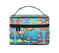 WXZYFP Trousse de maquillage de voyage tortue et poisson, indispensable pour les amateurs de voyage en plein air, a une structure interne simple, noire, taille unique