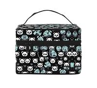 WXZYFP Trousse de maquillage de voyage visage de panda noir et blanc, indispensable pour les amateurs de voyage en plein air, a une structure interne simple.