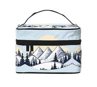 WXZYFP Trousse de maquillage de voyage White Snowy Mountains, essentielle pour les amateurs de voyage en plein air, a une structure interne simple, noire, taille unique