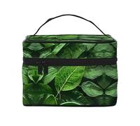 WXZYFP Trousse de maquillage Green Leaf Nature Travel, indispensable pour les amateurs de voyage en plein air, a une structure interne simple, noire, taille unique