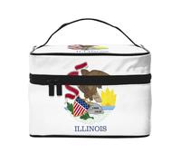 WXZYFP Trousse de maquillage Illinois State Flag Travel indispensable pour les amateurs de voyage en plein air, a une structure interne simple.