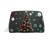 WXZYFP Trousse de maquillage portable en cuir, fermeture éclair pour emporter des articles, adaptée pour le rangement à la maison et en voyage. Boule ronde d'arbre de Noël