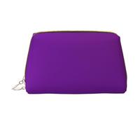 WXZYFP Trousse de maquillage portable en cuir, fermeture éclair pour emporter des articles, adaptée pour le rangement à la maison et en voyage. Couleur unie violet foncé