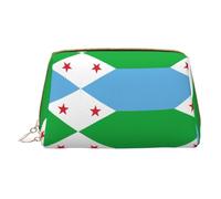 WXZYFP Trousse de maquillage portable en cuir, fermeture éclair pour emporter des articles, adaptée pour le rangement à la maison et en voyage. Drapeau de Djibouti