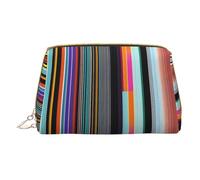 WXZYFP Trousse de maquillage portable en cuir, fermeture éclair pour emporter des articles, adaptée pour le rangement à la maison et en voyage. Lignes verticales irrégulières