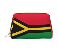 WXZYFP Trousse de maquillage portable en cuir, fermeture éclair pour emporter des articles, adaptée pour le rangement à la maison et en voyage. Drapeau du Vanuatu, blanc, taille unique
