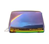 WXZYFP Trousse de maquillage portable en cuir, fermeture éclair pour emporter des articles, adaptée pour le rangement à la maison et en voyage. Soirée arc-en-ciel