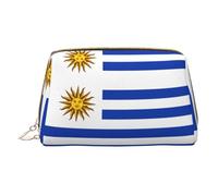 WXZYFP Trousse de maquillage portable en cuir, fermeture éclair pour emporter des articles, adaptée pour le rangement à la maison et en voyage. Drapeau de l'Uruguay, blanc, taille unique