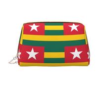 WXZYFP Trousse de maquillage portable en cuir, fermeture éclair pour emporter des articles, adaptée pour le rangement à la maison et en voyage. Drapeau du Togo