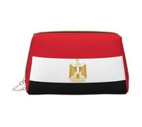WXZYFP Trousse de maquillage portable en cuir, fermeture éclair pour emporter des articles, adaptée pour le rangement à la maison et en voyage. Drapeau égyptien