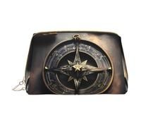 WXZYFP Trousse de maquillage portable en cuir, fermeture éclair pour emporter des articles, adaptée pour le rangement à la maison et en voyage. Design magique boussole nordique runes