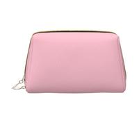 WXZYFP Trousse de maquillage portable en cuir, fermeture éclair pour emporter des articles, adaptée pour le rangement à la maison et en voyage. Couleur unie rose