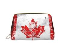 WXZYFP Trousse de maquillage portable en cuir, fermeture éclair pour emporter des articles, adaptée pour le rangement à la maison et en voyage. Drapeau rétro du Canada