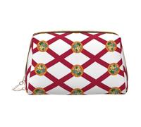 WXZYFP Trousse de maquillage portable en cuir, fermeture éclair pour emporter des articles, adaptée pour le rangement à la maison et en voyage. Drapeau de la Floride