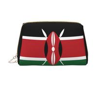 WXZYFP Trousse de maquillage portable en cuir, fermeture éclair pour emporter des articles, adaptée pour le rangement à la maison et en voyage. Drapeau du Kenya