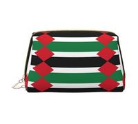 WXZYFP Trousse de maquillage portable en cuir, fermeture éclair pour emporter des articles, adaptée pour le rangement à la maison et en voyage. Drapeau de l'État de Palestine