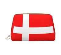 WXZYFP Trousse de maquillage portable en cuir, fermeture éclair pour emporter des articles, adaptée pour le rangement à la maison et en voyage. Drapeau danois du Danemark