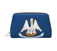 WXZYFP Trousse de maquillage portable en cuir, fermeture éclair pour emporter des articles, adaptée pour le rangement à la maison et en voyage. Drapeau de l'État de Louisiane