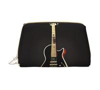 WXZYFP Trousse de maquillage portable en cuir, fermeture éclair pour emporter des articles, adaptée pour le rangement à la maison et en voyage. Guitare noire, blanc, taille unique