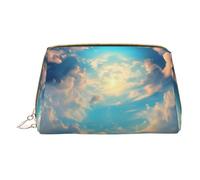 WXZYFP Trousse de maquillage portable en cuir, fermeture éclair pour emporter des articles, adaptée pour le rangement à la maison et en voyage. Ciel nuageux