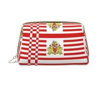WXZYFP Trousse de maquillage portable en cuir, fermeture éclair pour emporter des articles, adaptée pour le rangement à la maison et en voyage. Drapeau du Sénat de Brême