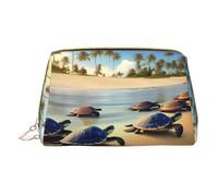 WXZYFP Trousse de maquillage portable en cuir, fermeture éclair pour emporter des articles, adaptée pour le rangement à la maison et les tortues de voyage sur la plage