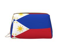 WXZYFP Trousse de maquillage portable en cuir, fermeture éclair pour emporter des articles, adaptée pour le rangement à la maison et en voyage. Drapeau philippin