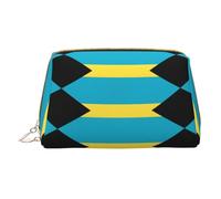 WXZYFP Trousse de maquillage portable en cuir, fermeture éclair pour emporter des articles, adaptée pour le rangement à la maison et en voyage. Drapeau des Bahamas