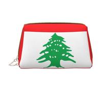 WXZYFP Trousse de maquillage portable en cuir, fermeture éclair pour emporter des articles, adaptée pour le rangement à la maison et en voyage. Drapeau du Liban