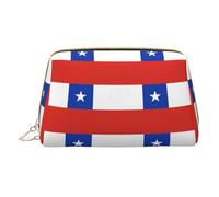 WXZYFP Trousse de maquillage portable en cuir, fermeture éclair pour emporter des articles, adaptée pour le rangement à la maison et en voyage. Drapeau du Chili, blanc, taille unique