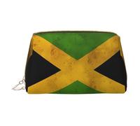 WXZYFP Trousse de maquillage portable en cuir, fermeture éclair pour emporter des articles, adaptée pour le rangement à la maison et en voyage. Drapeau jamaïcain ancien