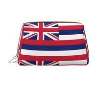 WXZYFP Trousse de maquillage portable en cuir, fermeture éclair pour emporter des articles, adaptée pour le rangement à la maison et en voyage. Drapeau hawaïen
