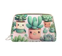 WXZYFP Trousse de maquillage portable en cuir, fermeture éclair pour emporter des articles, adaptée pour le rangement à la maison et en voyage. Jolies plantes succulentes
