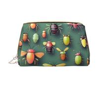 WXZYFP Trousse de maquillage portable en cuir, fermeture éclair pour emporter des articles, adaptée pour le rangement à la maison et en voyage. Insect Atlas