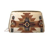 WXZYFP Trousse de maquillage portable en cuir, fermeture éclair pour emporter des articles, adaptée pour le rangement à la maison et en voyage. Motifs amérindiens