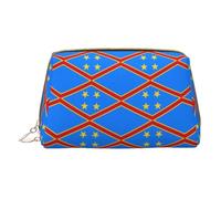 WXZYFP Trousse de maquillage portable en cuir, fermeture éclair pour emporter des articles, adaptée pour le rangement à la maison et en voyage. Drapeau du Congo, blanc, taille unique