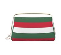 WXZYFP Trousse de maquillage portable en cuir, fermeture éclair pour emporter des articles, adaptée pour le rangement à la maison et en voyage. Drapeau de la Hongrie